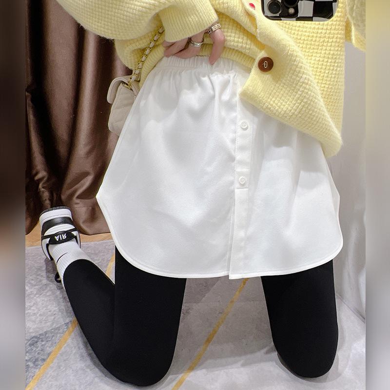 

Little Bangs Women s Layered Sweatshirt with Fake Hem and Short Skirt - Hip-covering, Plus Size Default