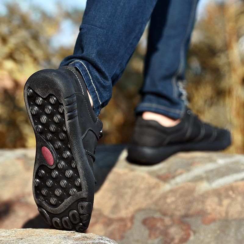 Spring and Autumn Leisure Hiking Boots Waterproof Non-Slip Top Layer Cowhide Outdoor Climbing Boots Men's Leather Sports Men's Shoes