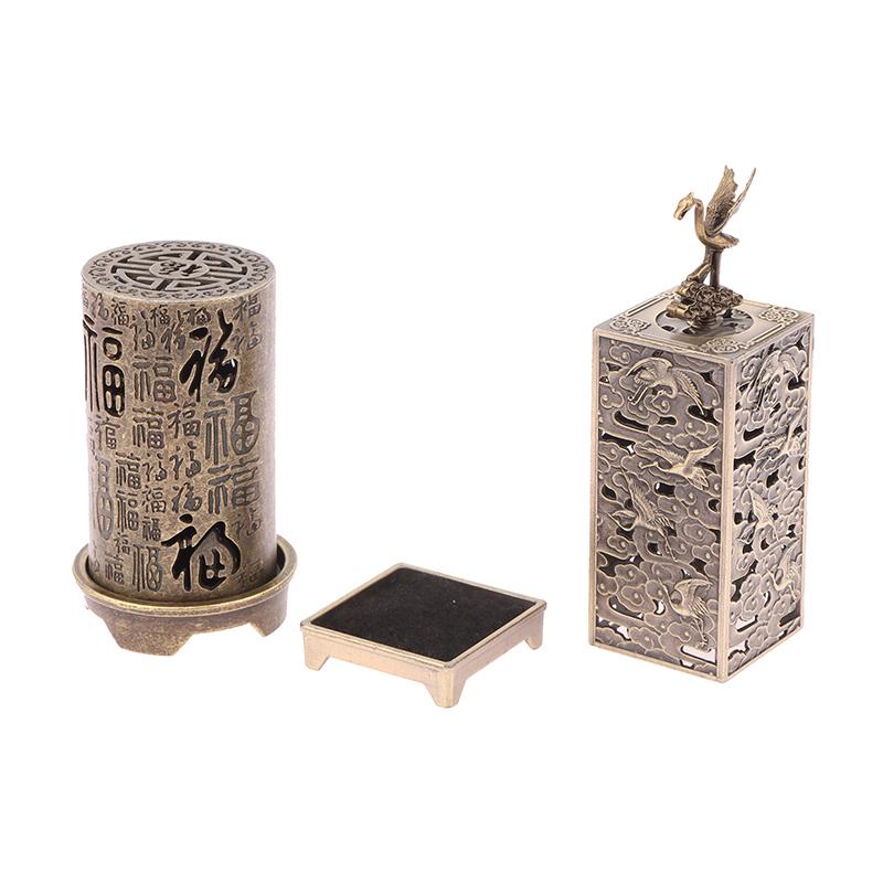 Alloy Censer Incense Holder Square Cylinder Vertical Incense Burner Indoor Aromatherapy Home Ornament Chinese Incense Burners