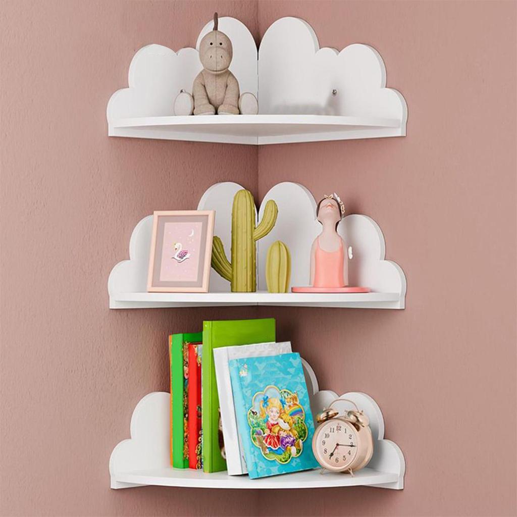 Corner Shelving 3 Pieces Cloud Wall Bookshelf Home Decor Modern Decor Corner Shelf Display Rack for Home Decor Books Toys