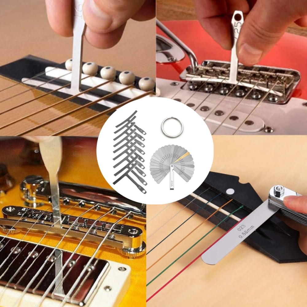 GYWHOOFT Gitar Radiusmåler Gitar 9 Gitar Strenginstrument Måleverktøy Kit Sett Strenghøyde Linjal Understreng Radiusmåler Gitar