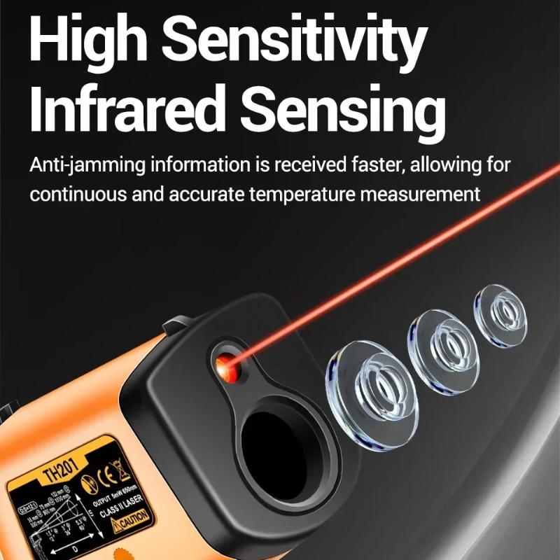 Digital Infrared Thermometer TH201 High Sensitivity Backlight Screen Laser Positioning  with High and Low Temperature Range Tools with Digital Display