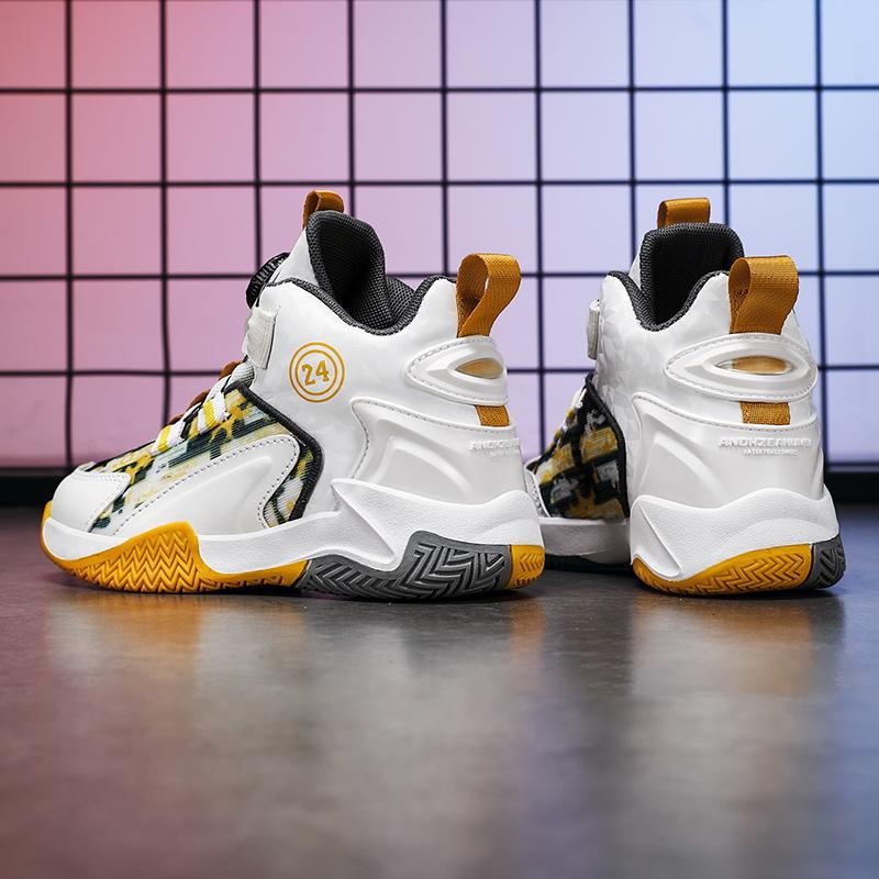 31-40 Children's Large Size Anti Slip and Wear-resistant Fashionable Sports Shoes High Top Basketball Shoes