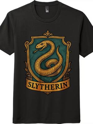 Slytherin Hauswappen Unisex T-Shirt-Magisches Anime T-Shirt|Freizeit,Cosplay und Alltagsstil