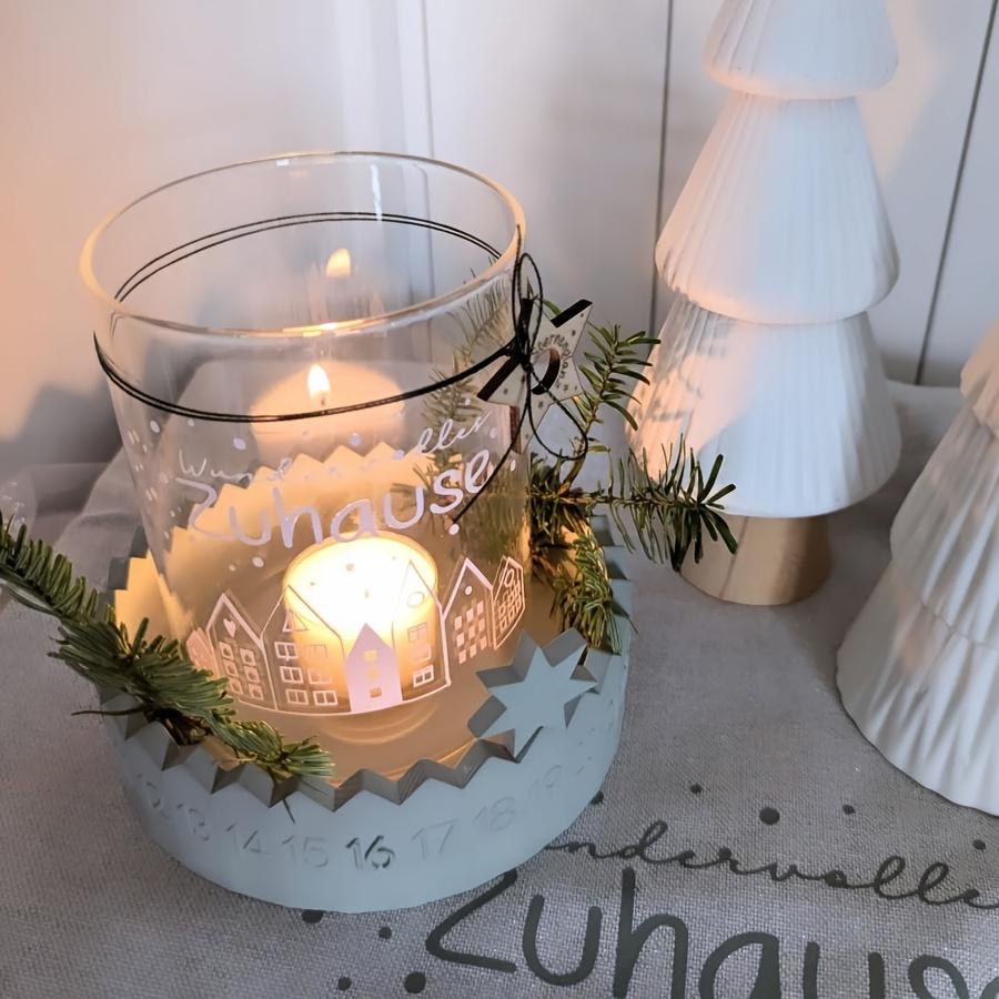1set Unique Circular Candle Holder Mold for Advent Calendar, Silicone Mold with Date Display Stars,Two-Part Circular Lucky Star