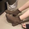 Fashion Women Ankle Short Boots Suede Chunky Fashion Mid Heels Shoes 2025 Winter Pumps New Trend Casual Cozy Woman Chelsea Botas Mujer