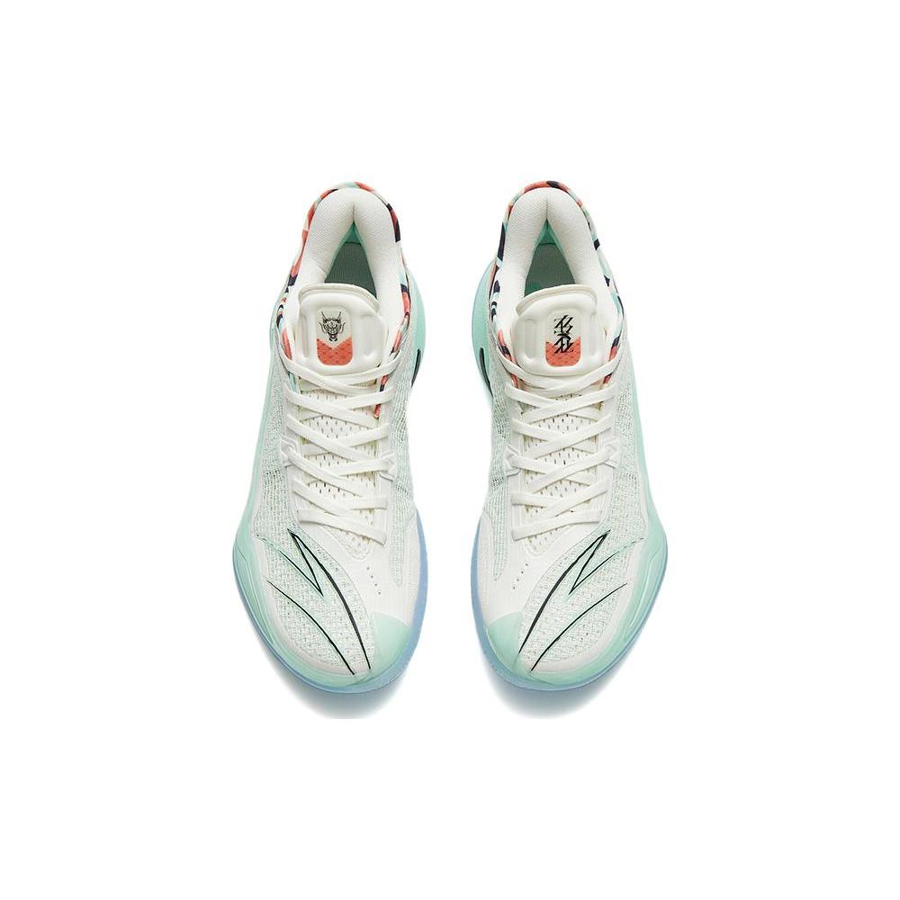 New Anta Lighthearted 4 Crazy 4 Dragon Rising Anti Slip Wear Resistant Low Top Basketball Shoes Men's White Mint Green 112321113-7