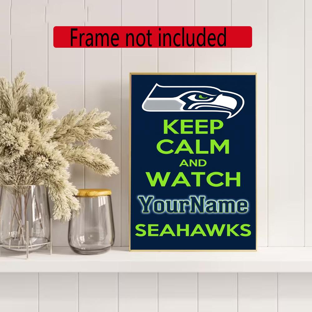 Seattle Seahawks Personalized Text Diamond Painting Round Diamond Mosaic Rhinestones Diamond Embroidery Craft Kit Wall Decor Without Frame