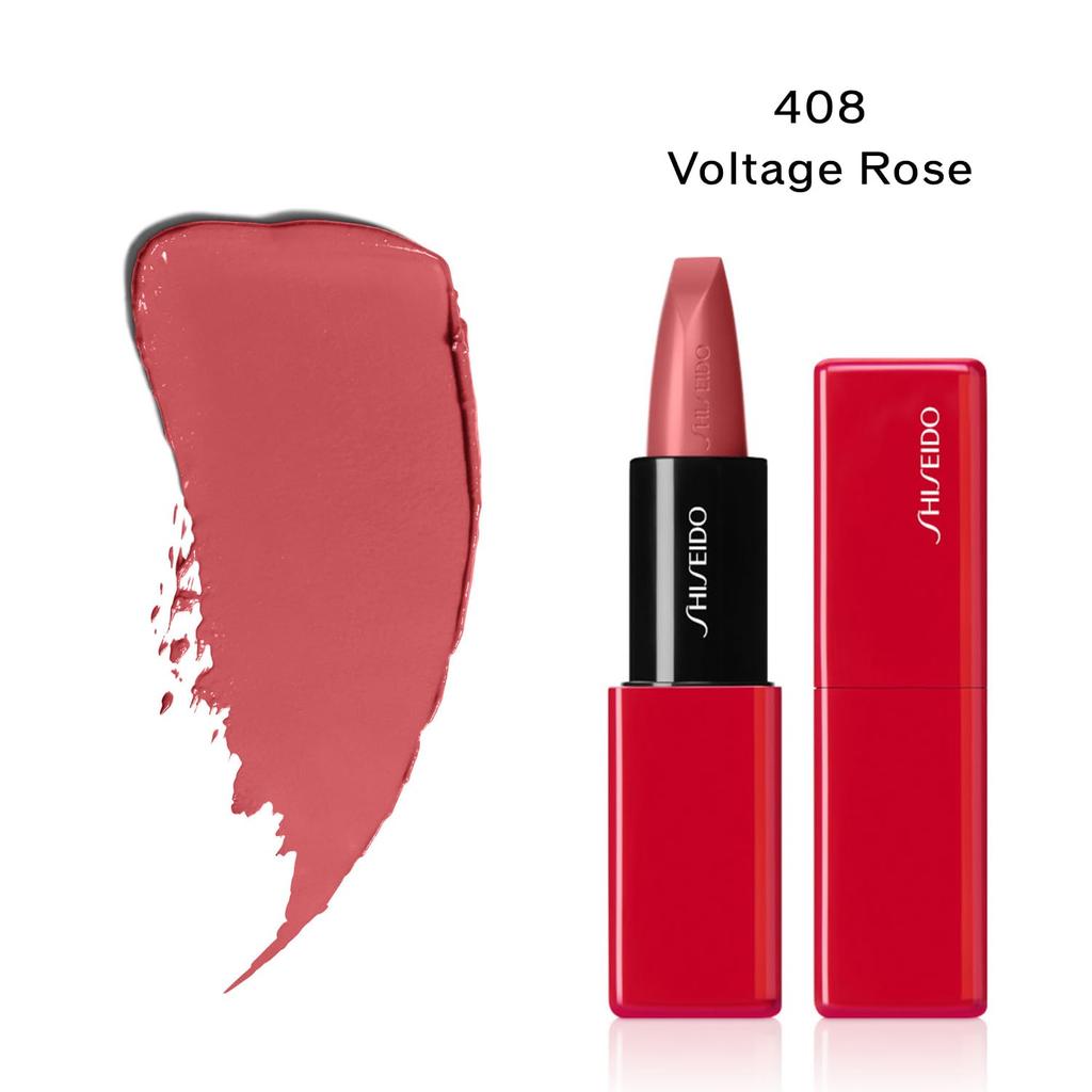 SHISEIDO Makeup Techno Satin Gel Lipstick 408 Voltage Rose Lipstick Lip Gloss Stick Type High Color Moisturizing Shiseido 3.3g / Payoff,