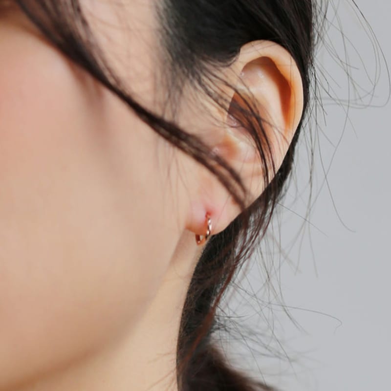 JUDY AND PAUL [14K GOLD] Cutting Body Point Basic Rose Gold Ring Earrings