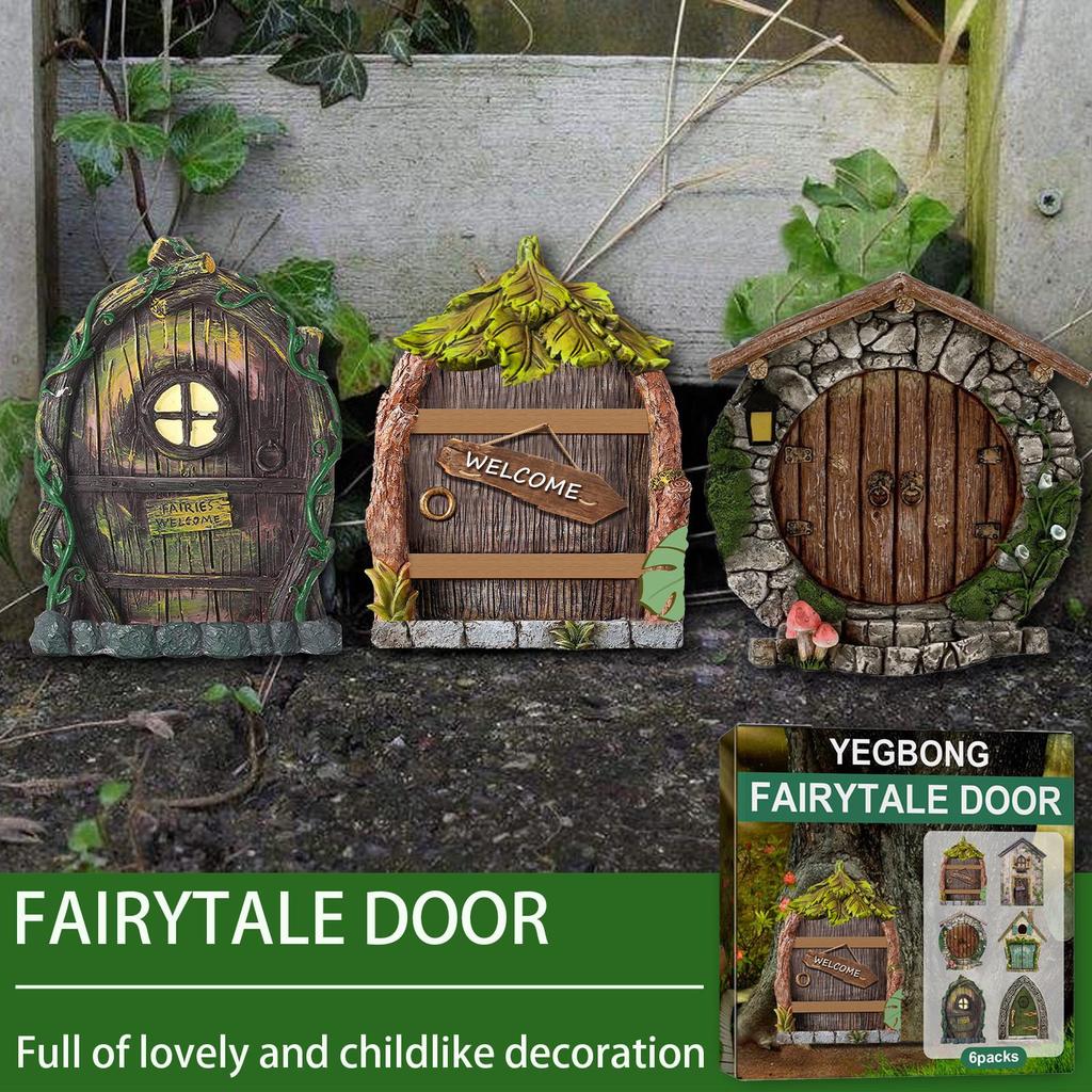 Yegbong Garten Märchen Miniatur Holztür für Hofdekoration