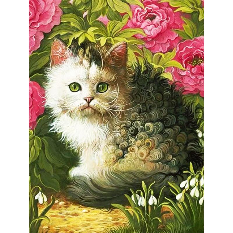 DIY 5D Flowers Diamond Mosaic Animal Diamond Painting Cat Diamond Embroidery Cross Stitch Picture Of Rhinestones Handcraft Gift
