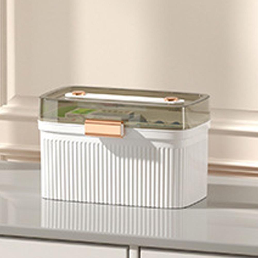 Emergency Preparedness PP Medicine Box Big Capacity White Color First Aid Case Durable 2 Tiers Portable Storage Box Household