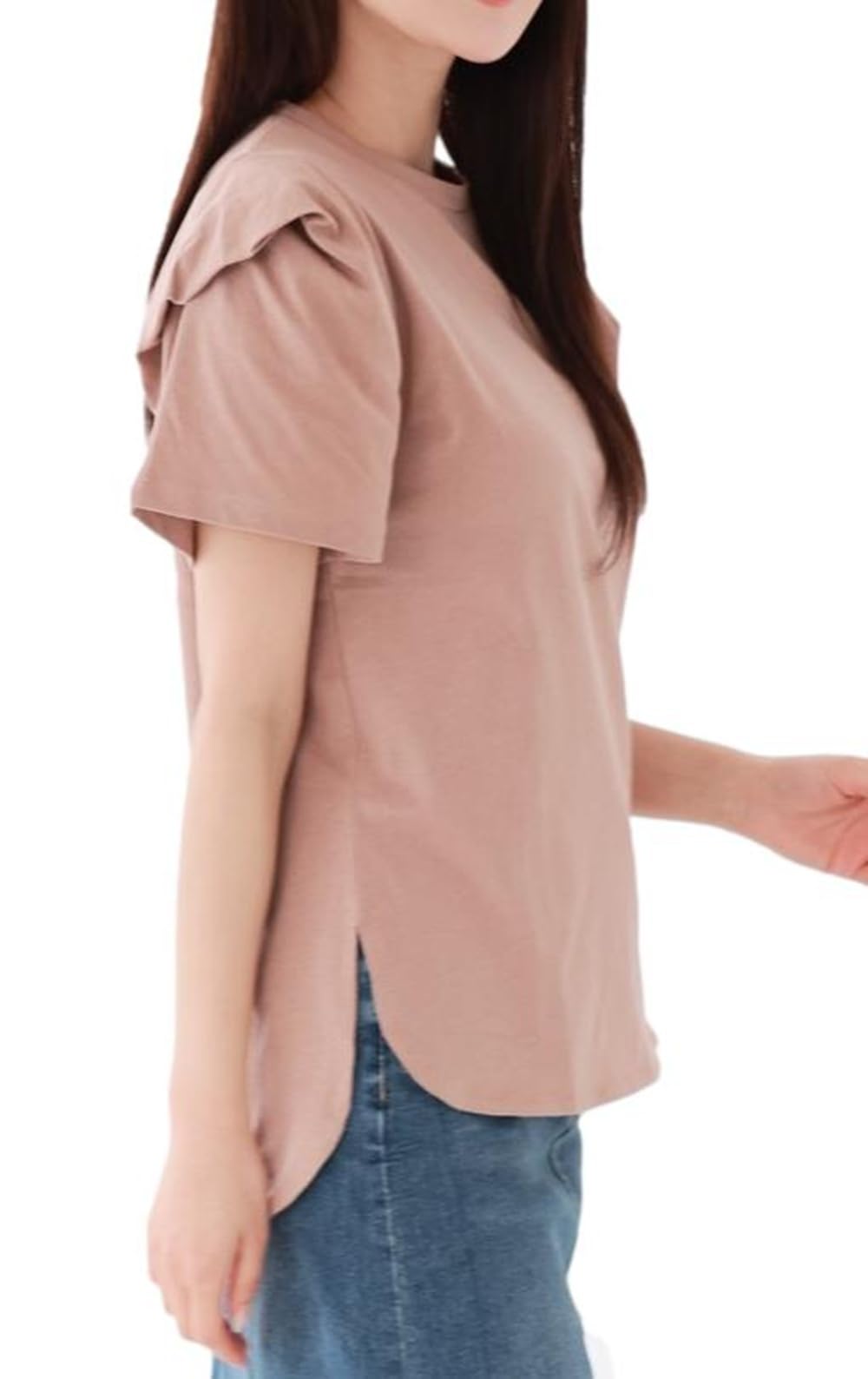 

Объемный рукав со складками, большой [Спящая овца], трехмерный дизайн футболки, 100% хлопок, размер, женский ATK0082-MO4L