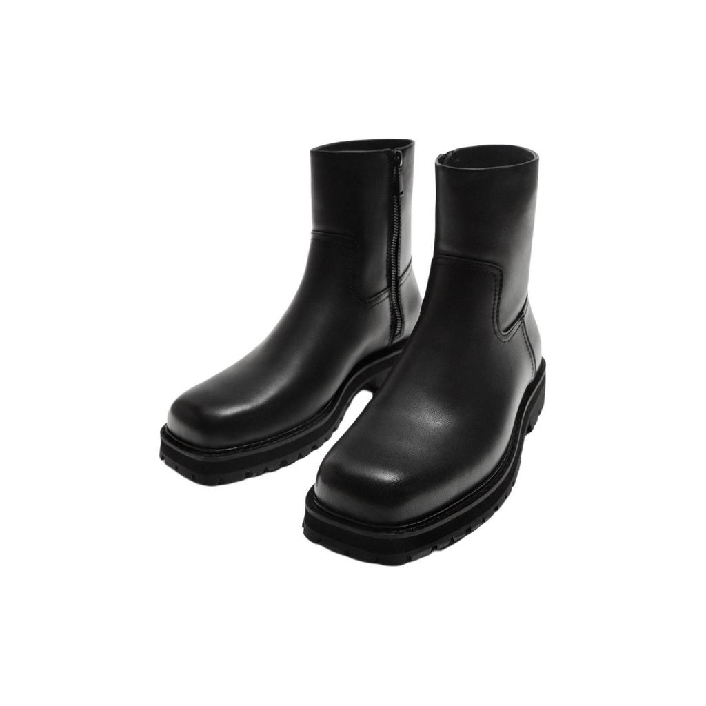 Zara Leather Versatile Comfortable Thick Sole Height Increasing Ankle Boots Men Ankle Boots Black 12098320800