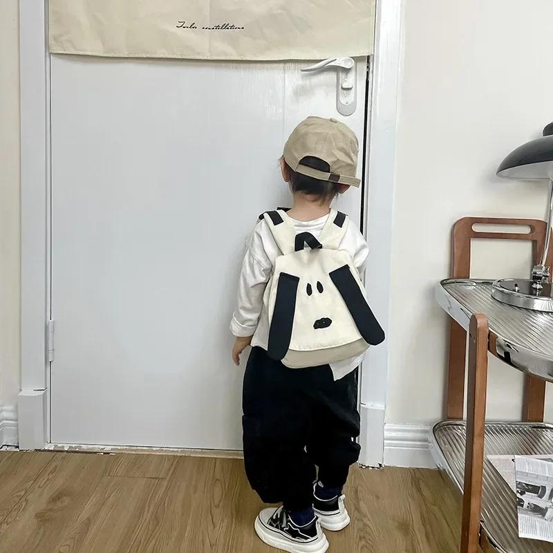 Fashion Baby Contrast Canvas Travel Bag for Boys Girls Kawaii Birthday Gift 2024 New Children's Backpack Cartoon Cute Dog