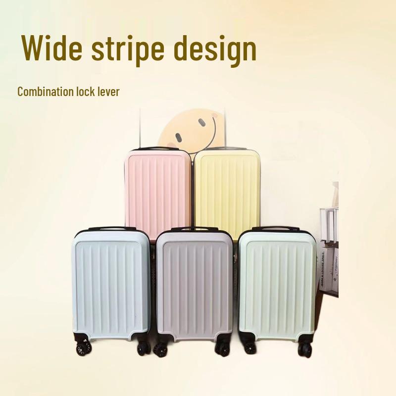 Durable 20-Inch Solid Color Vertical Stripe PP Carry-On Suitcase giallo