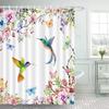 Beautiful Flower And Bird Printed Shower Curtain Partition Privacy Hanging Home Decoration Curtain With Hooks Machine Washable