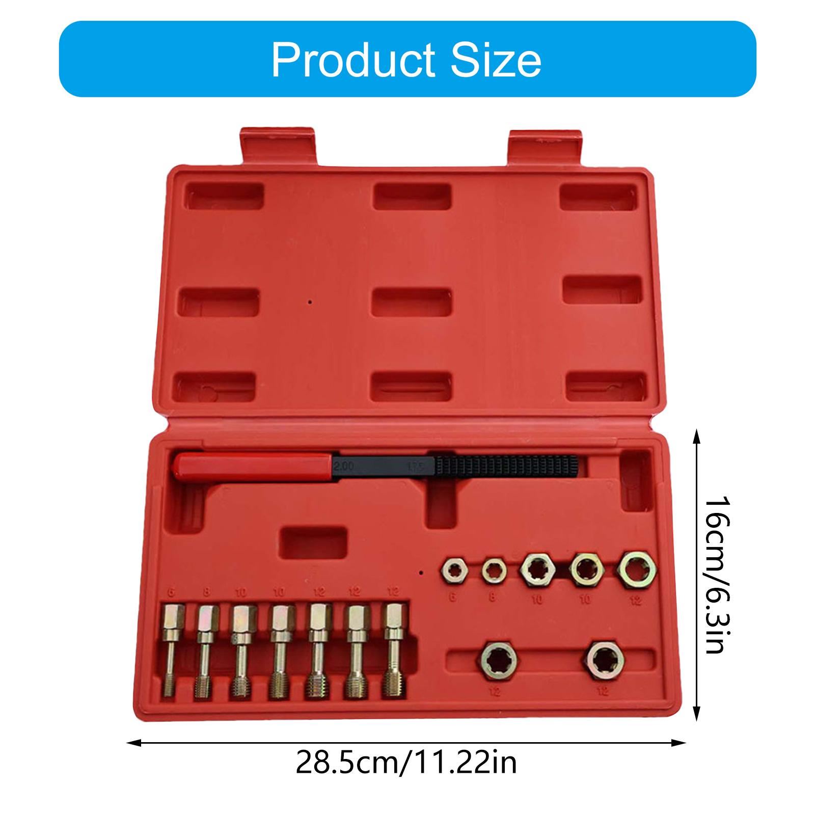 

15Pcs Thread Repair Kit with Clearly Marked Taps Dies and Thread File in Storage Case Thread Chaser 1