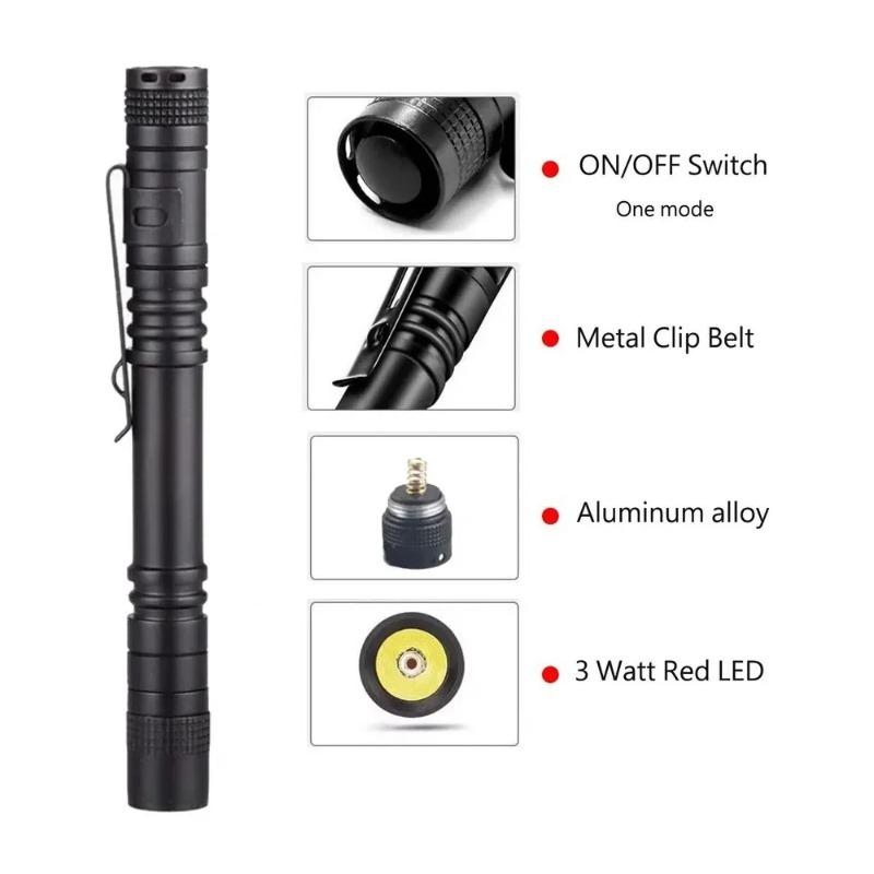 Red Light Penlight One Mode Red Light Flashlight for Camping Hiking Animal Protecting Beekeeping Detecting Aviation Night Vision