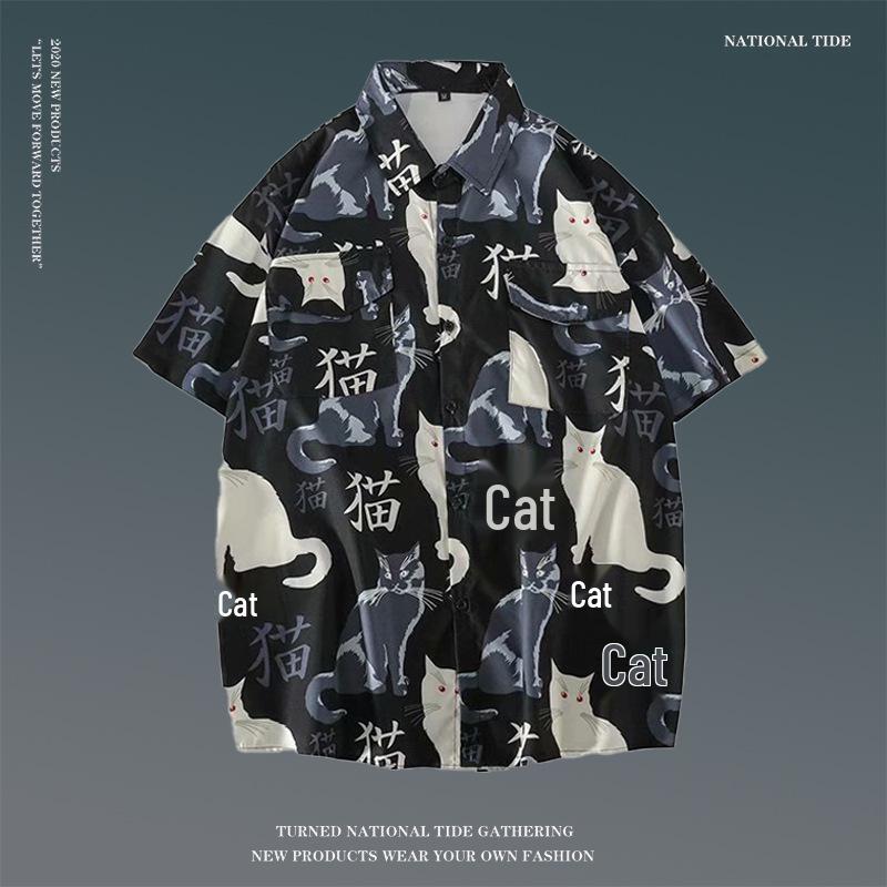 Japanese Hong Kong-Style Floral Hawaiian Shirt - Unisex Summer Short-Sleeve Retro Beachwear