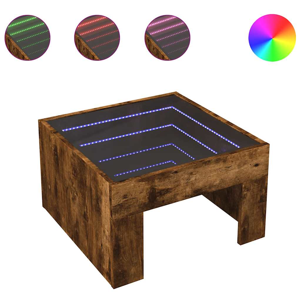 Infinity LED Coffee Table in Smoked Oak 50x50x30 cm