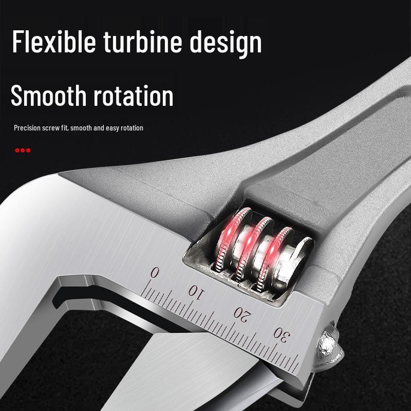 Rubber-coated adjustable wrench for auto repair, vehicle maintenance, and household use with open-end plastic handle.