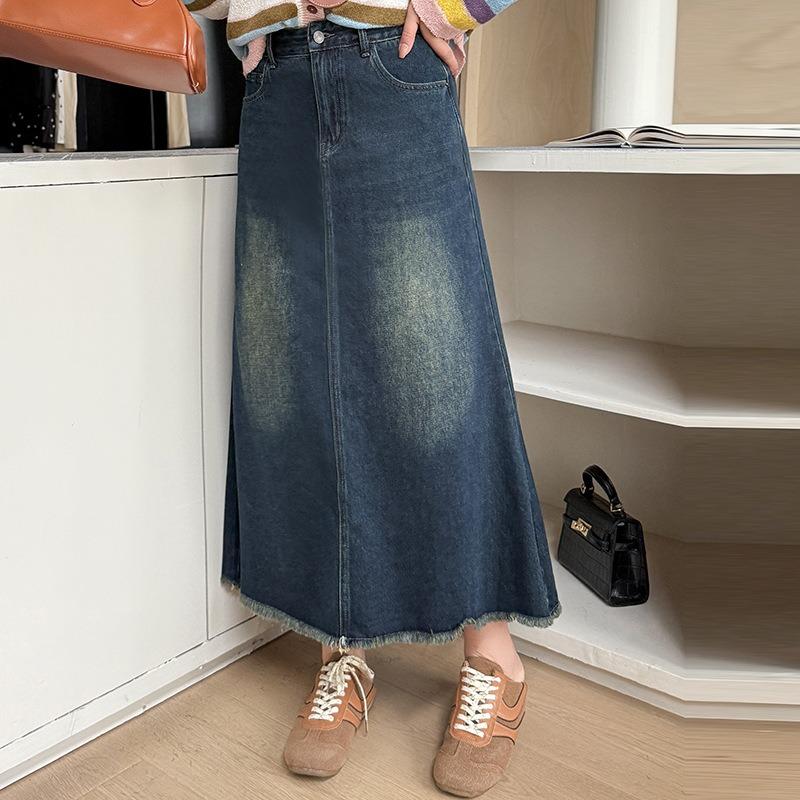 

Women s Retro Mid-length Skirt A Slimming and Loose Skirt XL синий