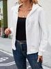 Women's Casual Hooded Zip-Up Jacket - Long Sleeve Coat with Elastic Cuffs & Drawstring Hood, Solid Color Fall/Winter Outerwear