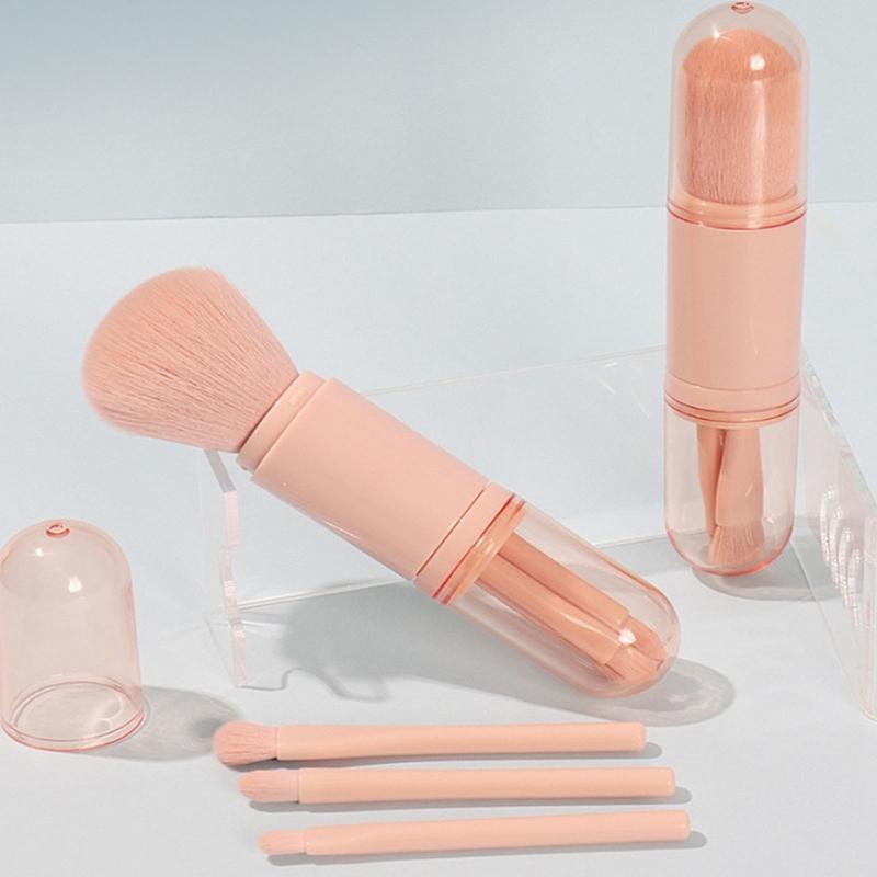 Multi Functional 4 in 1 Makeup Brush with Soft Bristles for Gentle Face Care for Travel or Home Cosmetic Beauty Needs