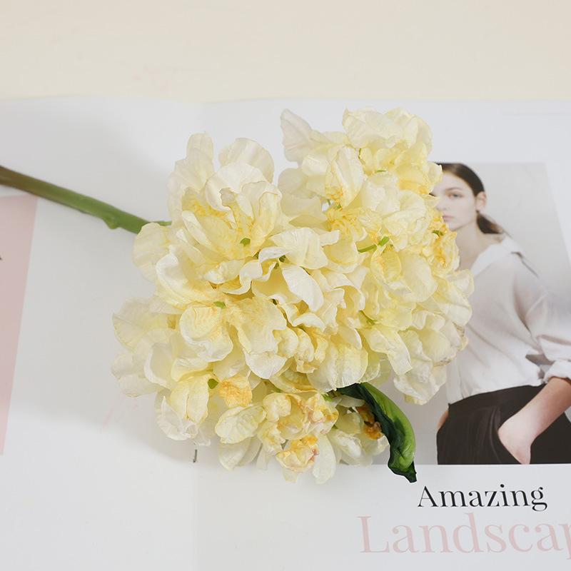 

Французская гортензия с обожженным краем, имитация цветка, украшение для дома, свадебный набор, искусственный букет 35cm бежевый