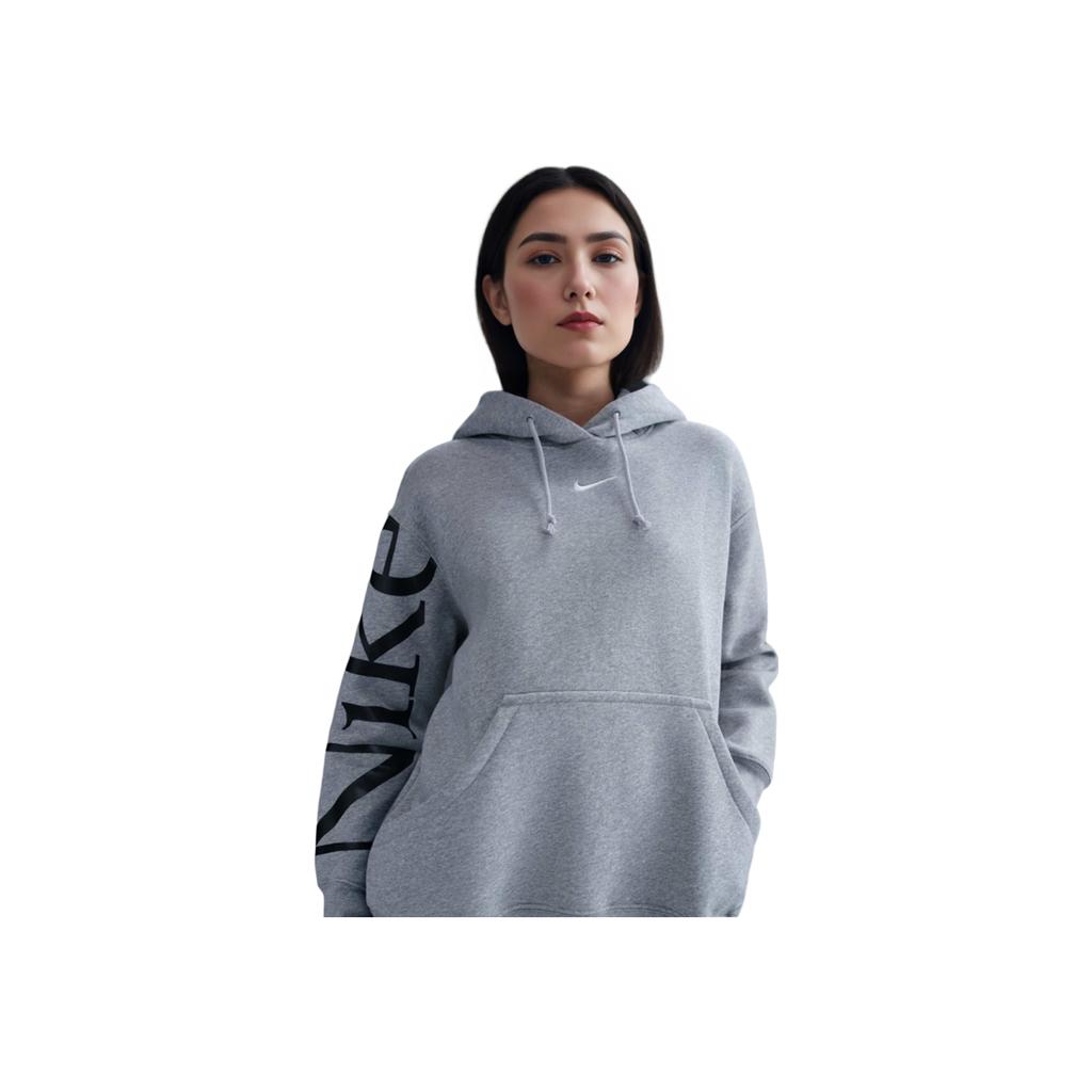 Nike Phnx Flc Os Hdy Logo Loose Warm Hoodie Women Hoodies Gray FQ7043-063