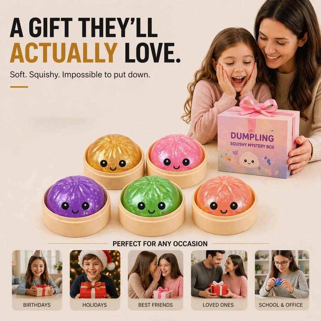 Sparkle Bun Squishy Toy Slow Rebound Stress Relief Squeeze Ball Soft With Bead&Steamer Fidget Toy for Anxiety Relief Sensory Toy