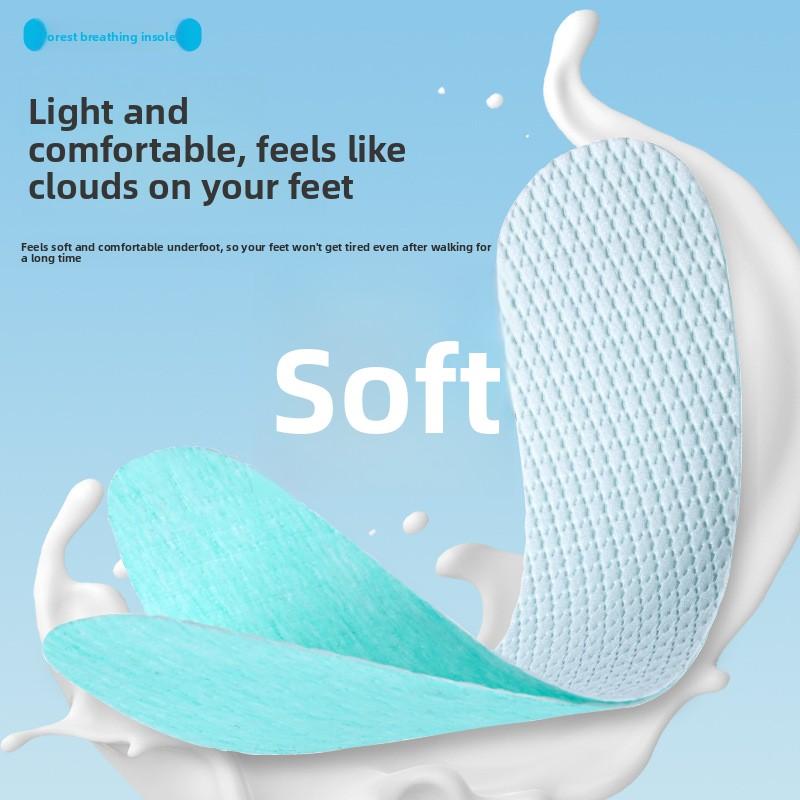 1Pair Disposable Wood Pulp Shoe Insoles for Summer Barefoot Wear, Thin Breathable Sweat Absorbing Odor Control Non‑Slip