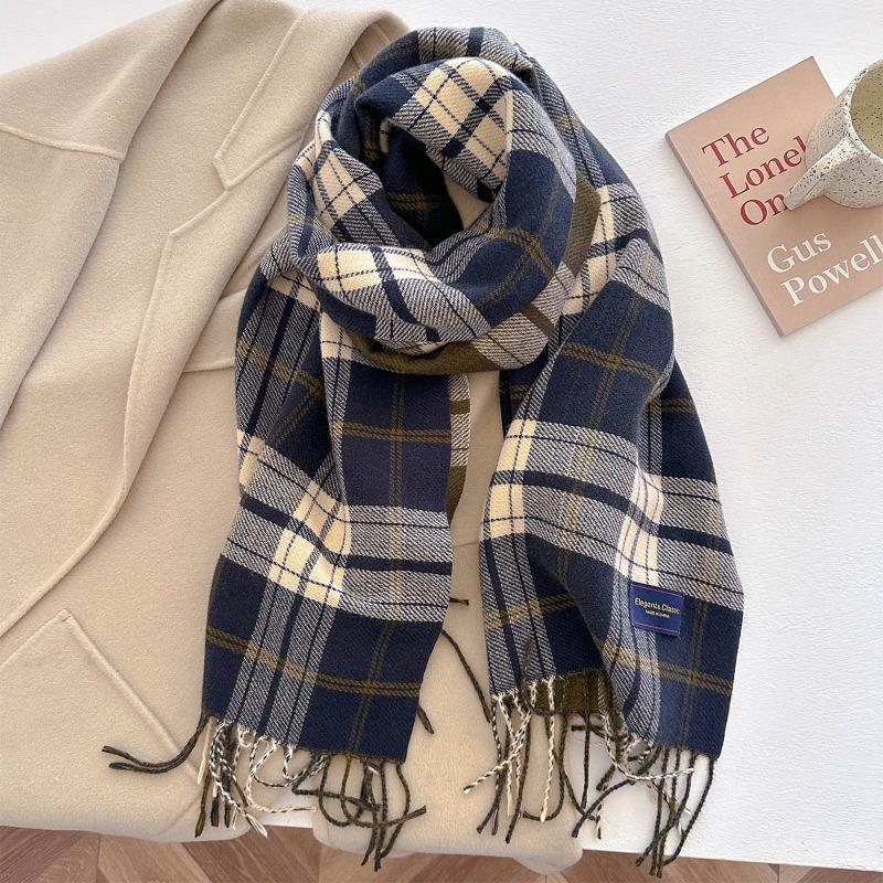 Autumn and winter new versatile scarf women's thickened woven thick beard fringed warm scarf imitation cashmere shawl