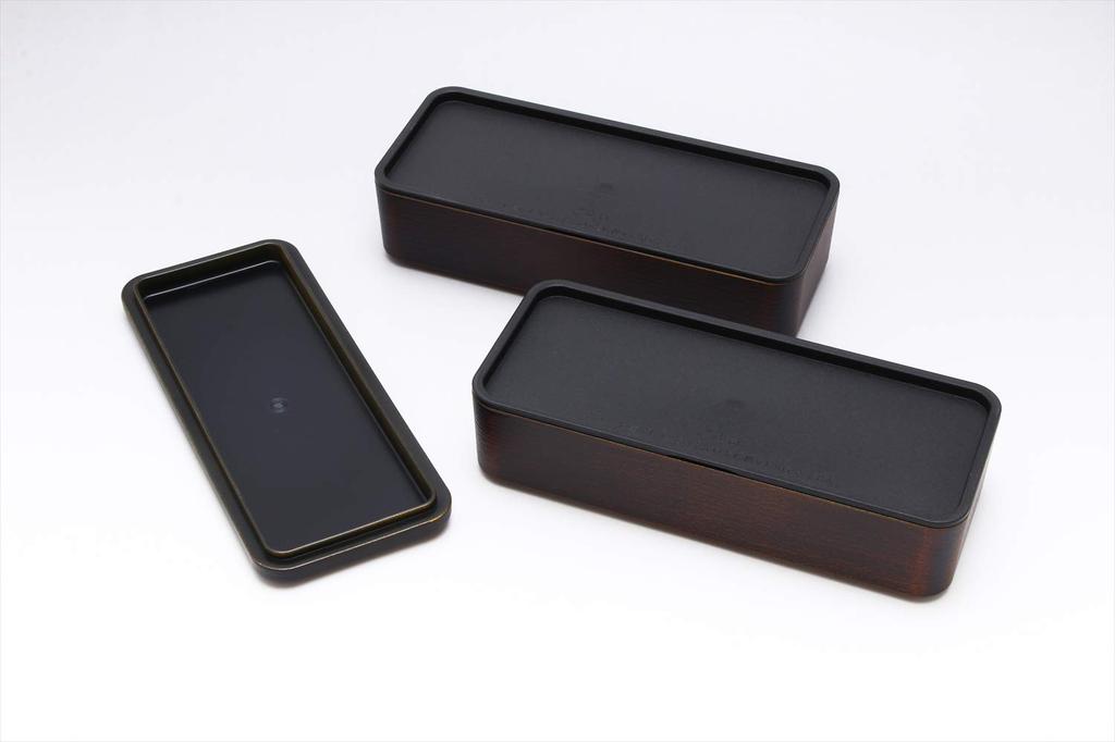 Yamanaka Lacquerware Square Bento Tochigi Wood Box, Grain, M16563-0