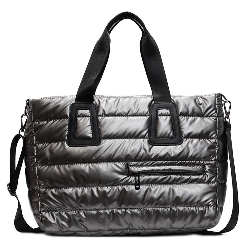 Women's Large Capacity Shiny Tote Bag - Thickened Handbag for Autumn and Winter, Ideal for Commuting and Computer Carrying.
