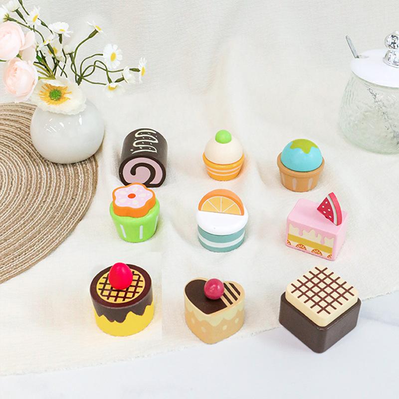Holz Kinder Früherziehung Lernspielhaus Simulation Dessert Backen Donut Kuchen Mahlzeit Spielzeug