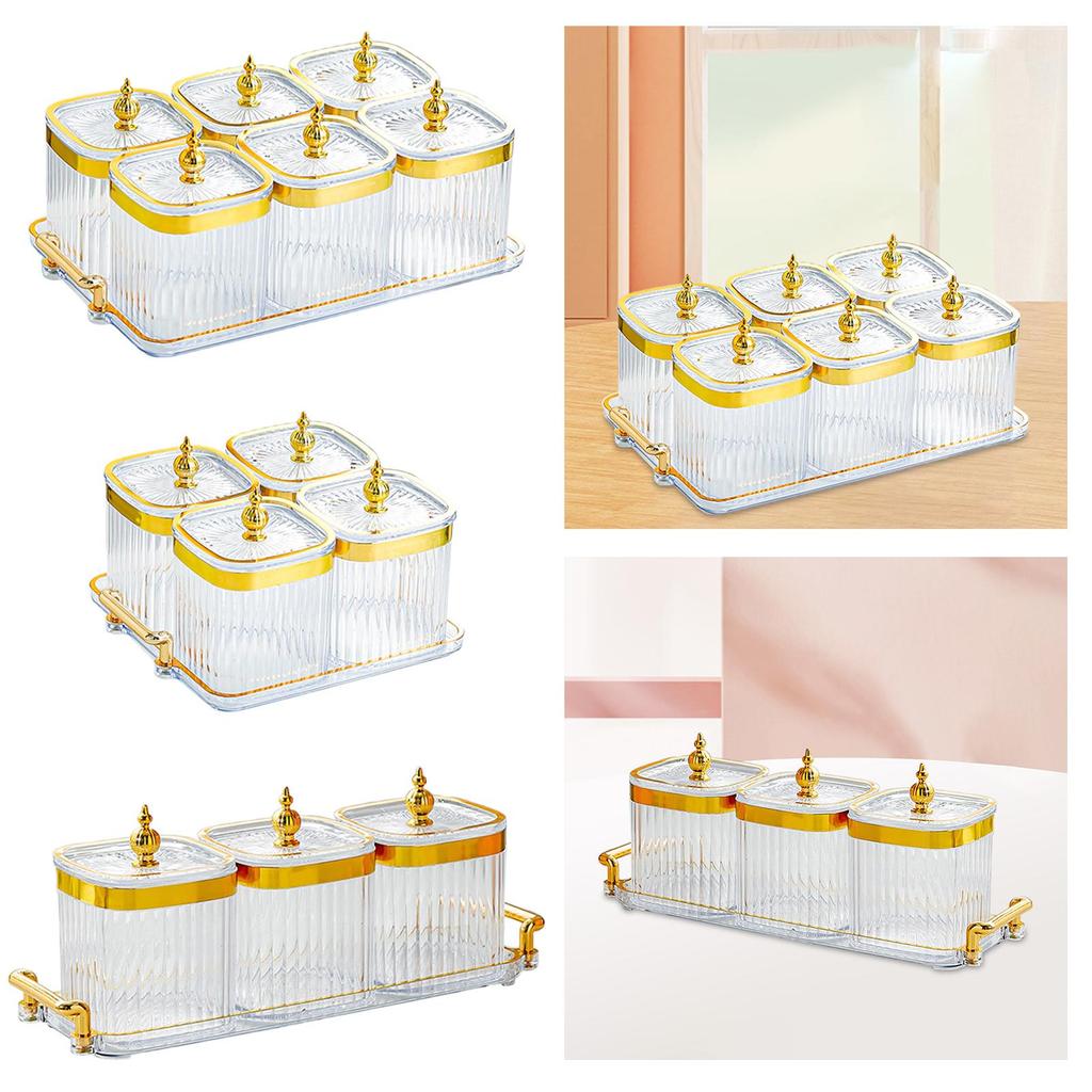 Condiment Jar with Tray and Lid Storage Container Seasoning Jar Divided Seasoning Box for Party Salt Nuts Dish Cruet Pepper
