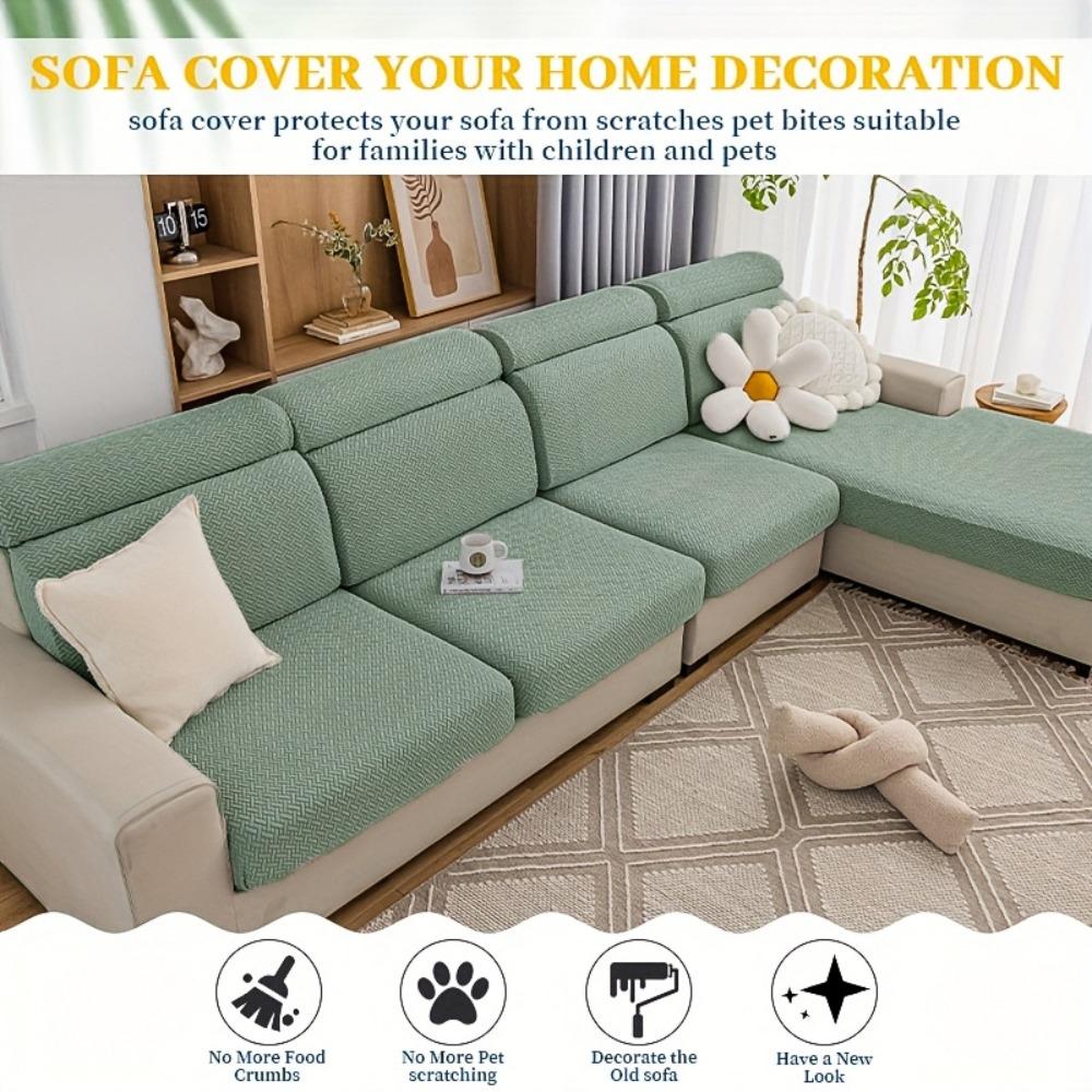 Jacquard Sofa Cover For Living Room Elastic Polar Fleece Sofa Slipcover Chaise Lounge Knit Anti-Slip Dustproof Cushion Case