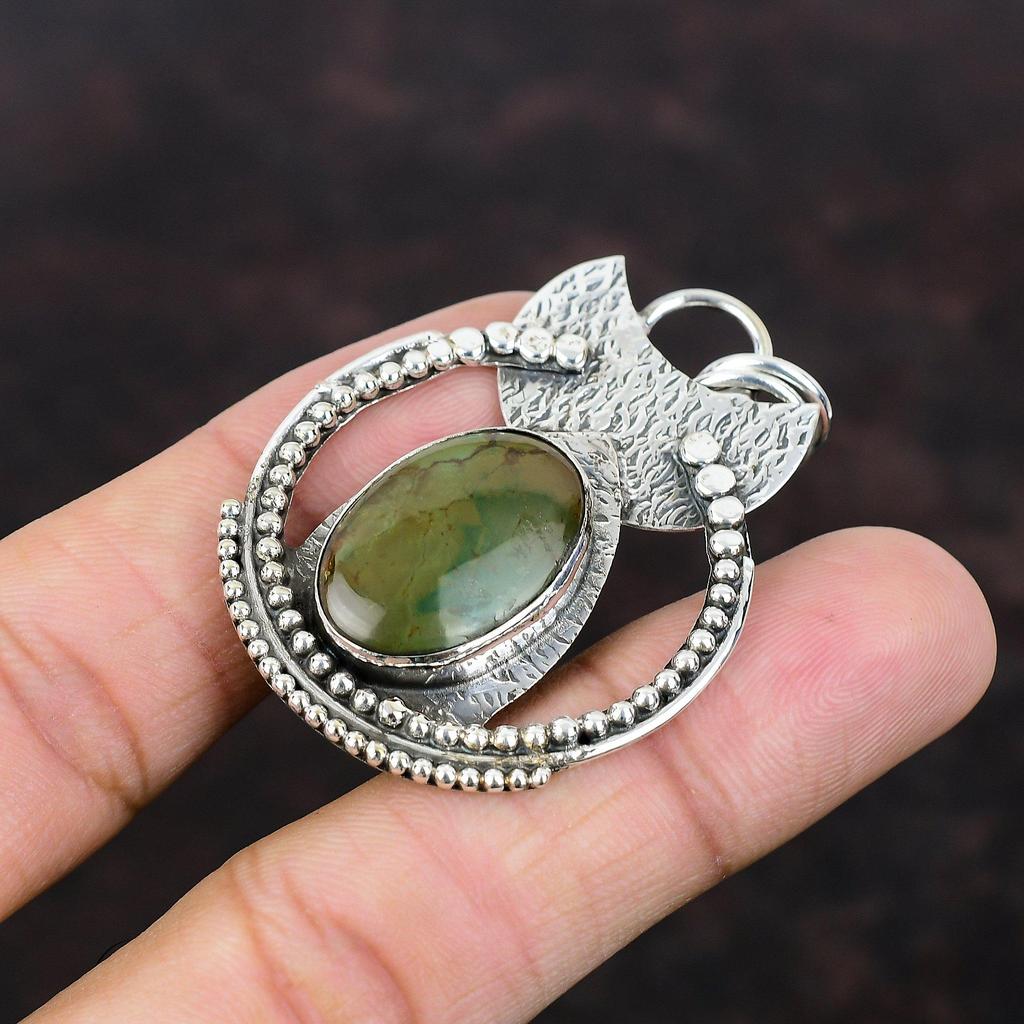 Tibetan Turquoise Pendant 925 Sterling Silver Pendant Handmade Ethnic Jewelry Genuine Gemstone Pendant Gift For Friend Healing Stone Jewelry