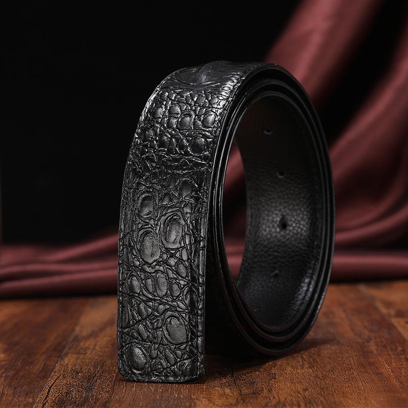 Men's Crocodile Pattern Leather Belt with Automatic Buckle - Korean Style, Trendy, and Versatile 