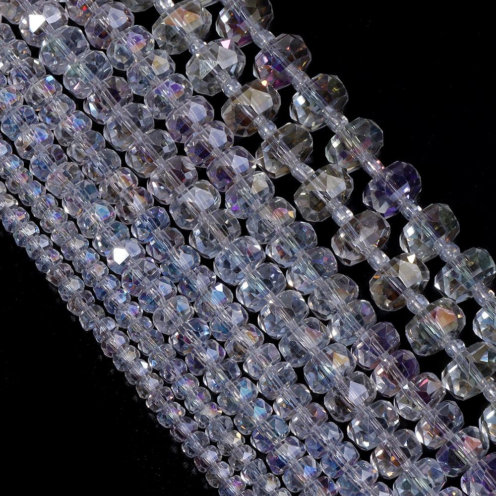 4 6 8 10mm Faceted Crystal Beads Transparent AB Wheel Glass Loose Beads For Jewelry Making DIY Bracelets Necklace Accessories