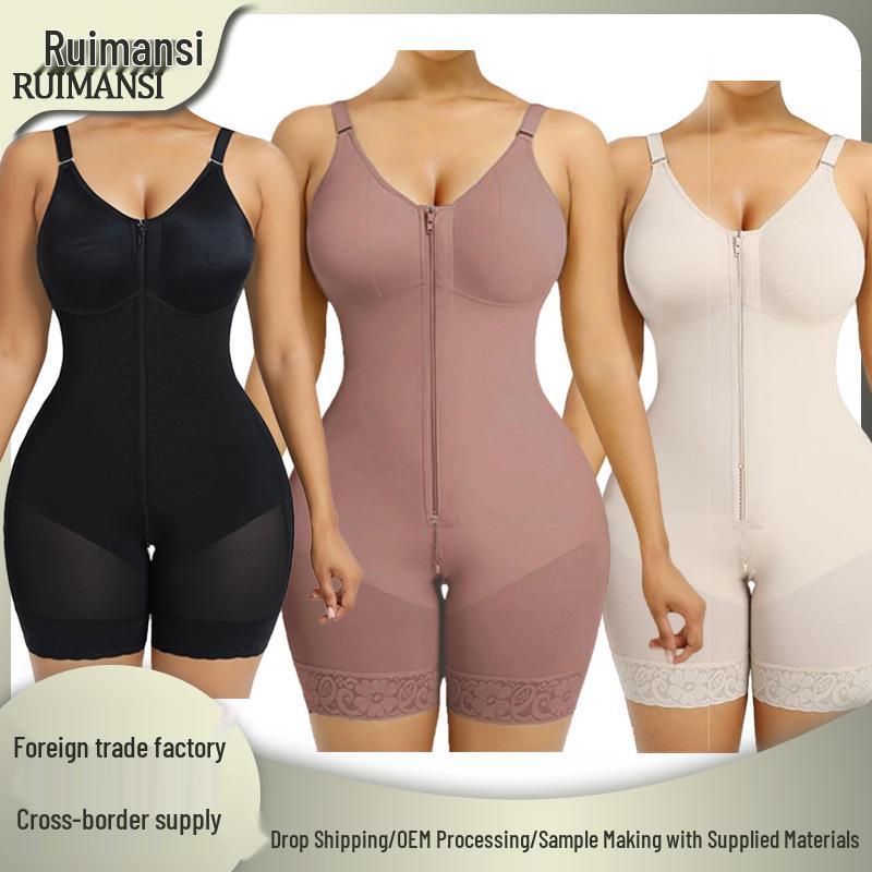 Plus Size Body Shaping Bodysuit with Tummy Control, Butt Lift, Adjustable Straps & Open Crotch
