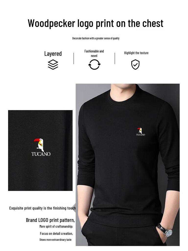 TUCANO Men's Classic Solid Crew Neck Long Sleeve Sweatshirt
