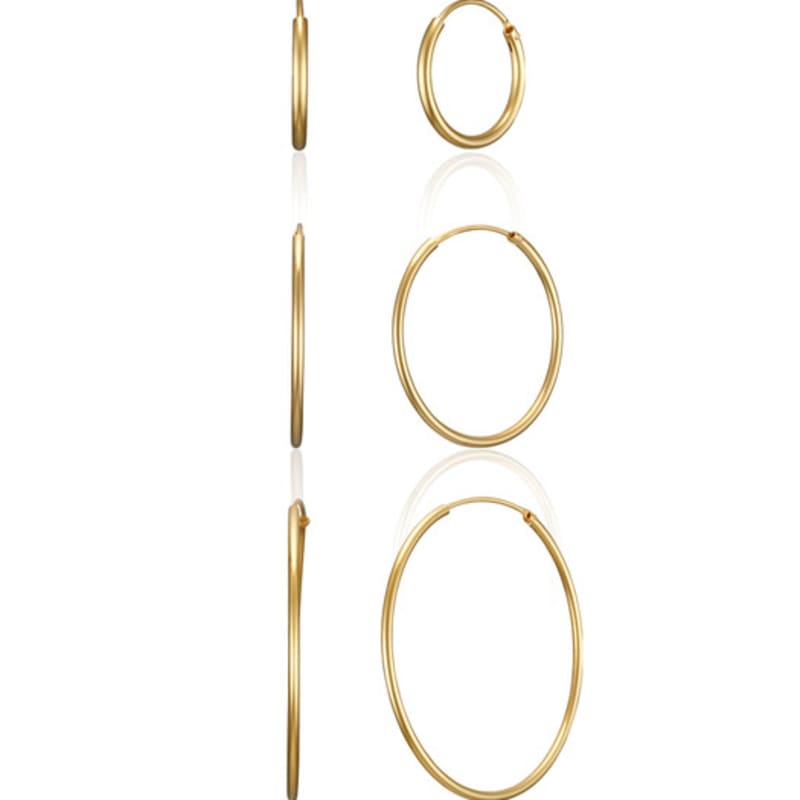 LUNNE Silver Pipe Hoop Ring Earrings (3 SIZE) #LSE13