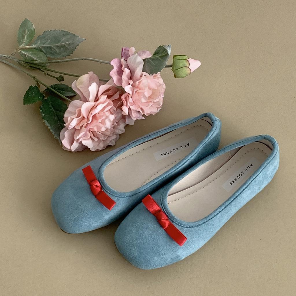 2025 French fashion summer Mary Jane shoes retro shallow mouth flat-soled single shoes one pedal soft sole new blue women