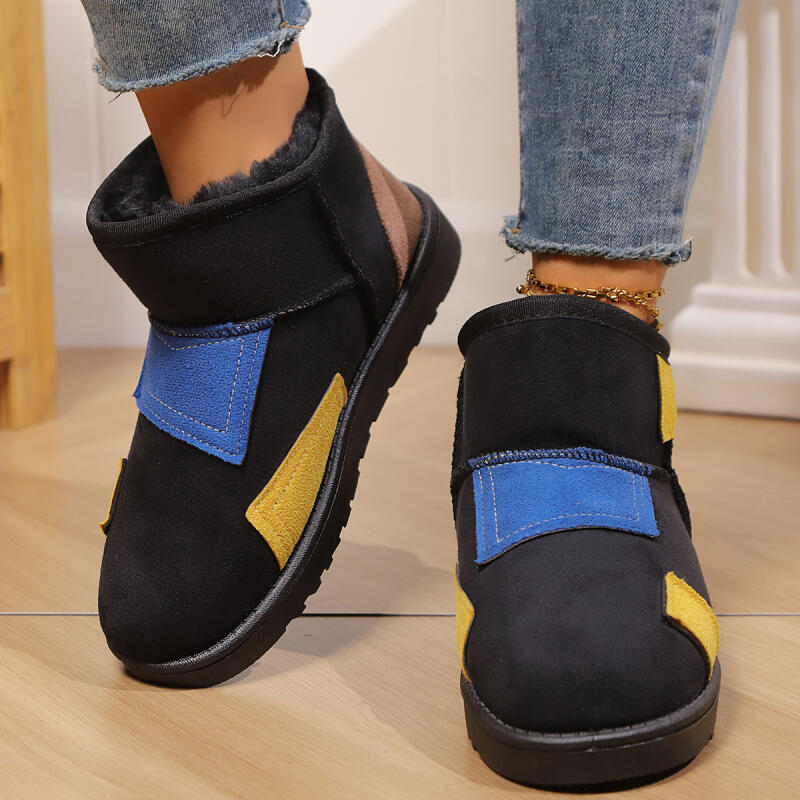 Brand Mix Color Snow Boots Women 2025 Winter Comfort Flat Heel Non Slip Ankle Boots Warm Short Plush Slip On Shoes for Woman