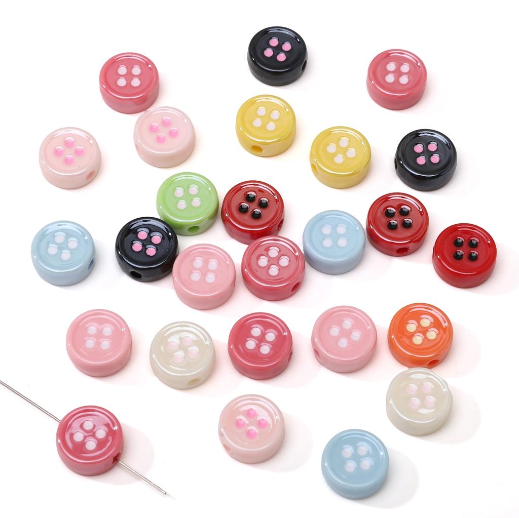 Acrylic Dopamine Oil Droplets Flower Button Beads for DIY Jewelry 1 Set