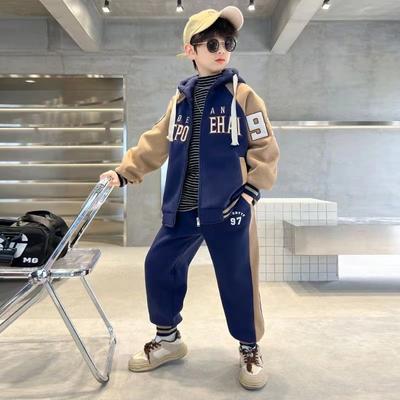 Jongens Lente en Herfst Casual Sets Koreaanse Versie Kleding Jas met Capuchon + Broek 2-Delig Tiener Kinderkleding